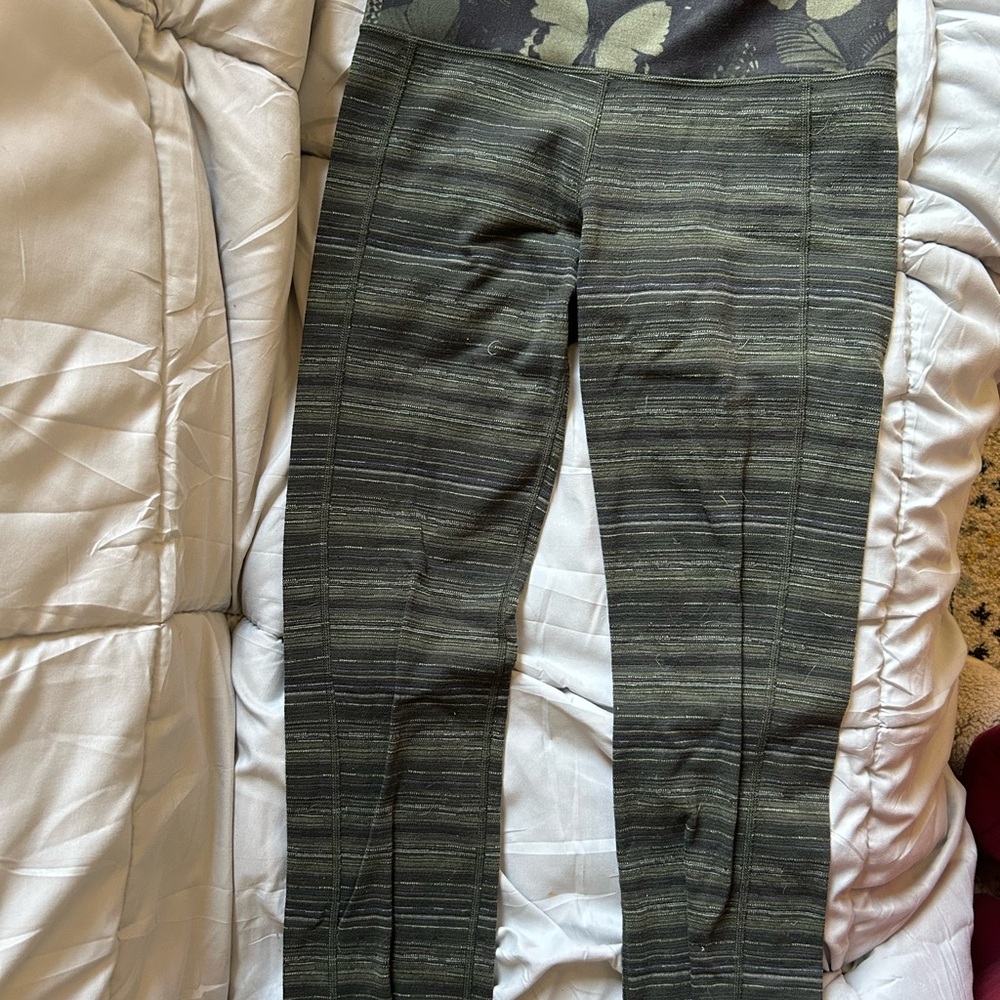 lululemon athletica Green / Black Striped Casual Leggings